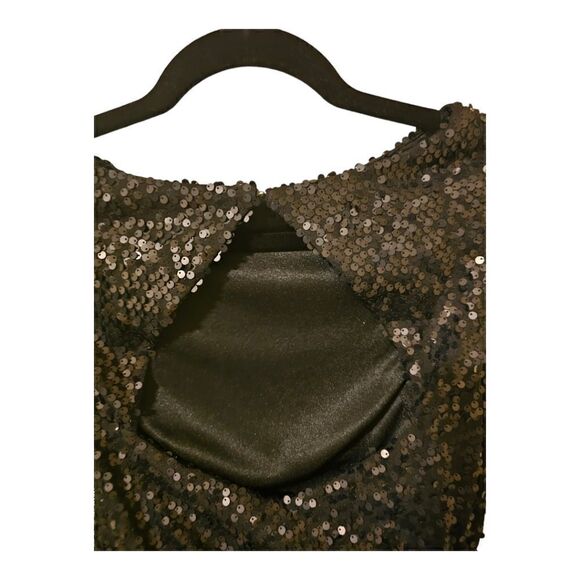DAVID MEISTER Black Sequin Open Back Dress - Size 2 - Picture 5 of 10